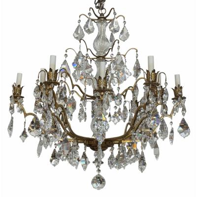 Vintage St Louis French Crystal Bronze Chandelier