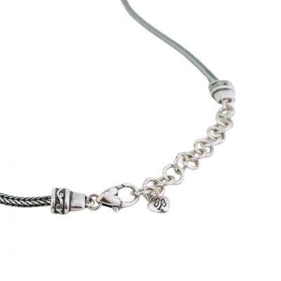 Vintage Sterling Silver Blue Cut Glass Necklace