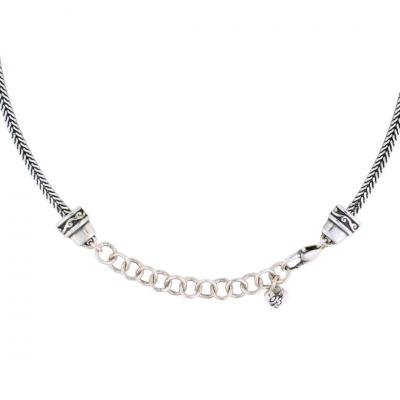 Vintage Sterling Silver Blue Cut Glass Necklace