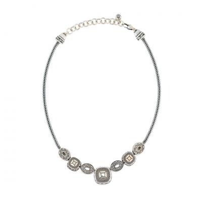 Vintage Sterling Silver Blue Cut Glass Necklace