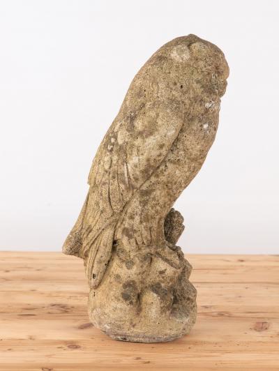 Vintage Stone Horned Owl Garden Ornament USA Mid 20th C