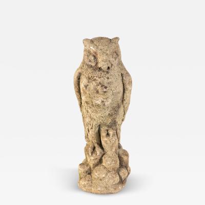 Vintage Stone Horned Owl Garden Ornament USA Mid 20th C 