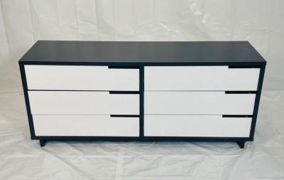 Vintage Style 6 Drawer Credenza With White Accented Drawers