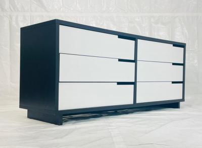 Vintage Style 6 Drawer Credenza With White Accented Drawers