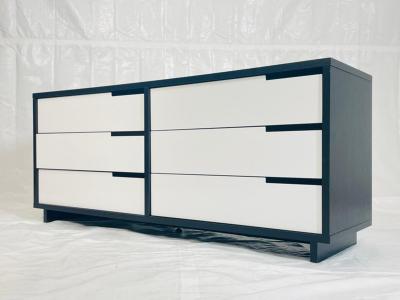 Vintage Style 6 Drawer Credenza With White Accented Drawers