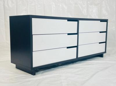 Vintage Style 6 Drawer Credenza With White Accented Drawers