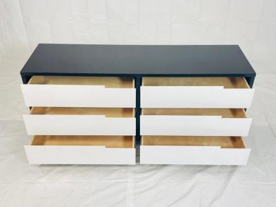 Vintage Style 6 Drawer Credenza With White Accented Drawers