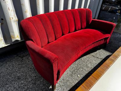 Vintage Swedish 1940s Curved Channel Back Sofa