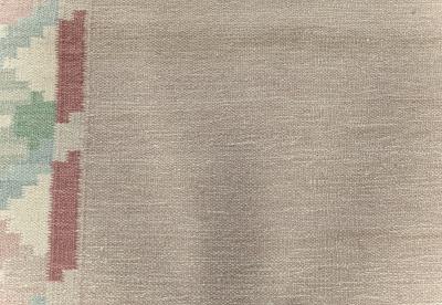 Vintage Swedish Beige Green Pink Flat Weave Rug