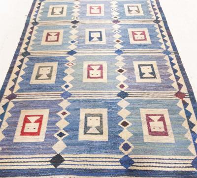 Vintage Swedish Flat Weave Rug The Girls in the Window Designed by Edna Martin