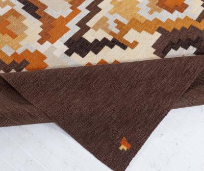 Vintage Swedish Flat Weave Rug by Erik Lundberg Vavangarden Eringsboda 