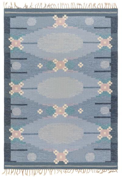 Vintage Swedish Flat Woven Rug Signed by Ingegerd Silow