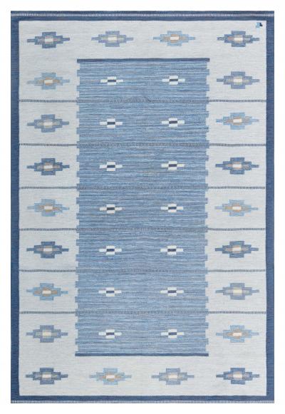 Vintage Swedish Flat Woven Rug by Erik Lundberg