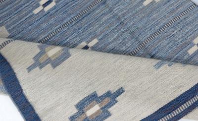 Vintage Swedish Flat Woven Rug by Erik Lundberg