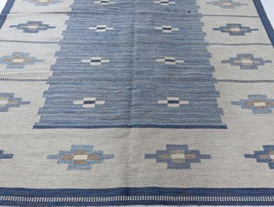Vintage Swedish Flat Woven Rug by Erik Lundberg