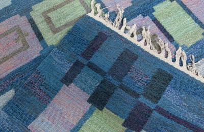 Vintage Swedish Flat Woven Rug by Judith Johansson Spice hall 