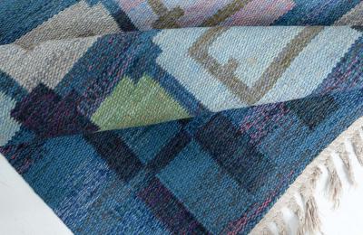 Vintage Swedish Flat Woven Rug by Judith Johansson Spice hall 