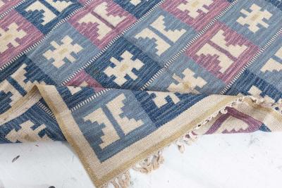 Vintage Swedish Geometric Flat Weave Wool by Anna Greta Sj qvist