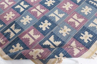Vintage Swedish Geometric Flat Weave Wool by Anna Greta Sj qvist