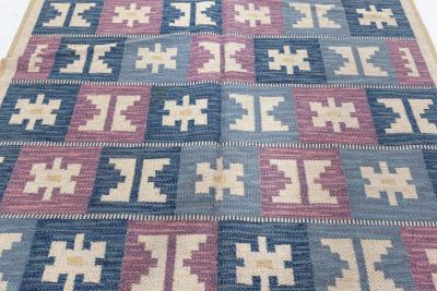 Vintage Swedish Geometric Flat Weave Wool by Anna Greta Sj qvist