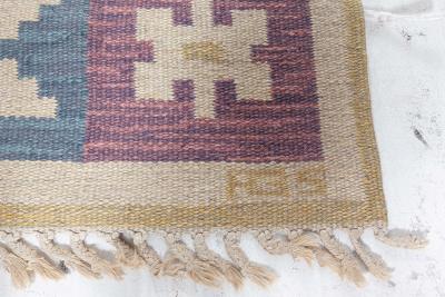 Vintage Swedish Geometric Flat Weave Wool by Anna Greta Sj qvist