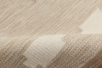 Vintage Swedish Geometric Off White Brown Baby Blue Pink Flat Weave Wool Rug