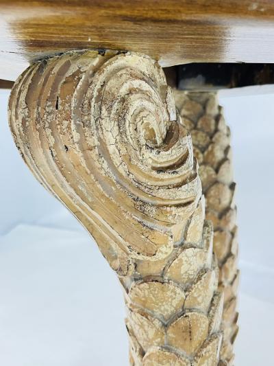 Vintage Tabouret Table With Dolphin Design Gold Accents