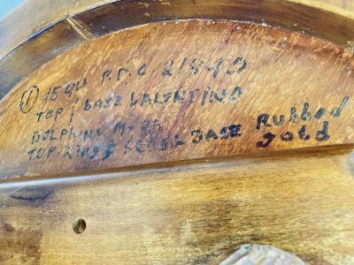 Vintage Tabouret Table With Dolphin Design Gold Accents