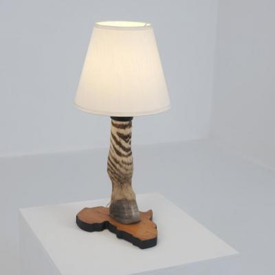 Vintage Taxidermy Zebra Hoof Table Lamp with Africa Map Base Early 1970s