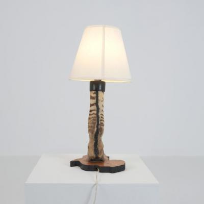 Vintage Taxidermy Zebra Hoof Table Lamp with Africa Map Base Early 1970s