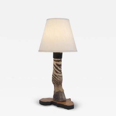 Vintage Taxidermy Zebra Hoof Table Lamp with Africa Map Base Early 1970s