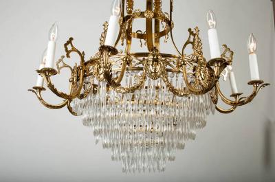 Vintage Ten Arm French Cut Crystal Chandelier