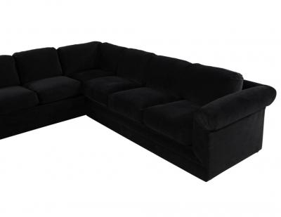 Vintage Thayer Coggin Directional Black Velvet Sectional Sofa
