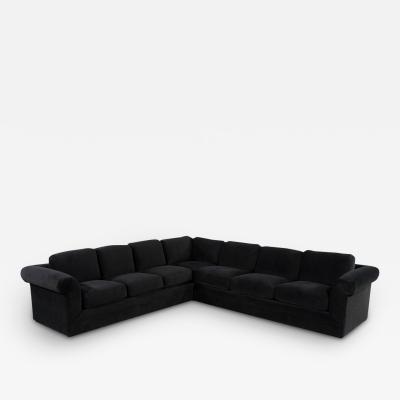 Vintage Thayer Coggin Directional Black Velvet Sectional Sofa