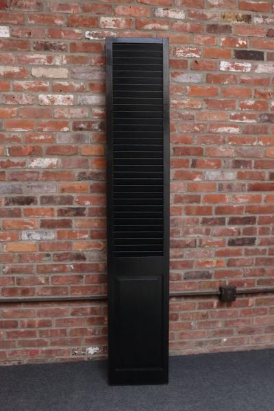 Vintage Three Panel Ebonized Shutter Form Mirrored Room Divider or Screen