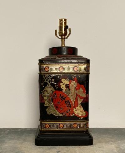 Vintage Tole Tea Canister Lamp