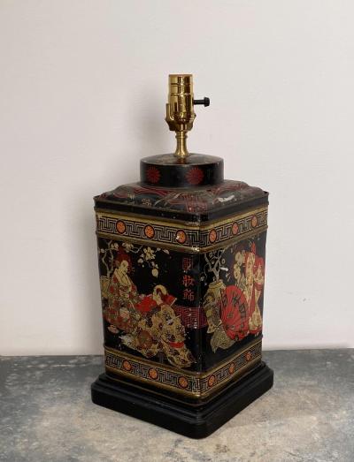 Vintage Tole Tea Canister Lamp