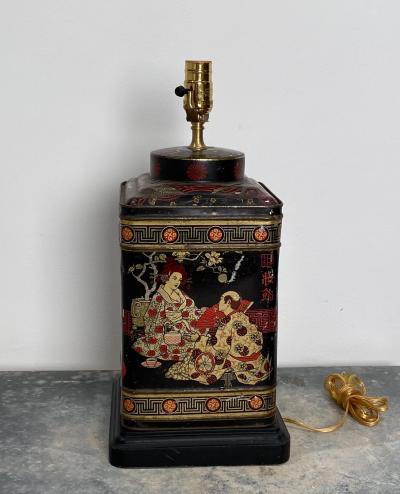 Vintage Tole Tea Canister Lamp