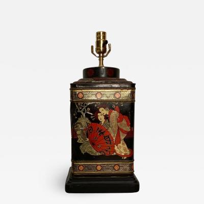 Vintage Tole Tea Canister Lamp