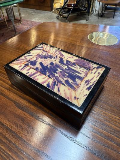 Vintage Tortoiseshell Inlay Wooden Box