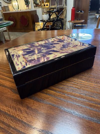 Vintage Tortoiseshell Inlay Wooden Box