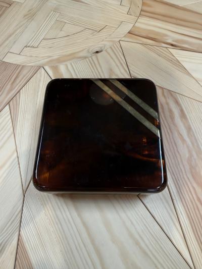 Vintage Tortoiseshell Lucite Box with Brass Stripe Accent