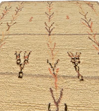 Vintage Tribal Hand Woven Moroccan Rug in Natural Wool