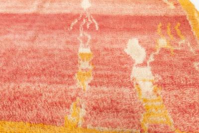 Vintage Tribal Moroccan Wool Rug in Shades of Red Orange and Cream