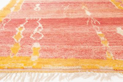 Vintage Tribal Moroccan Wool Rug in Shades of Red Orange and Cream