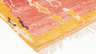 Vintage Tribal Moroccan Wool Rug in Shades of Red Orange and Cream