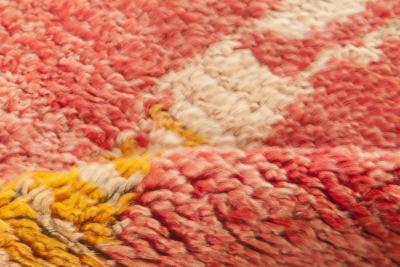 Vintage Tribal Moroccan Wool Rug in Shades of Red Orange and Cream