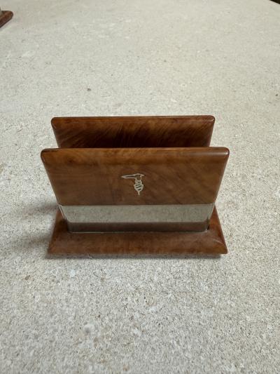 Vintage Trussardi Wood Metal Desk Accessories Set