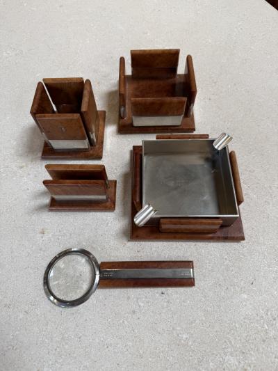Vintage Trussardi Wood Metal Desk Accessories Set