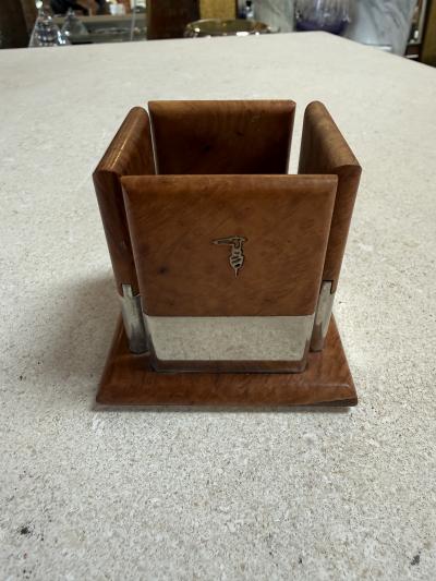 Vintage Trussardi Wood Metal Desk Accessories Set